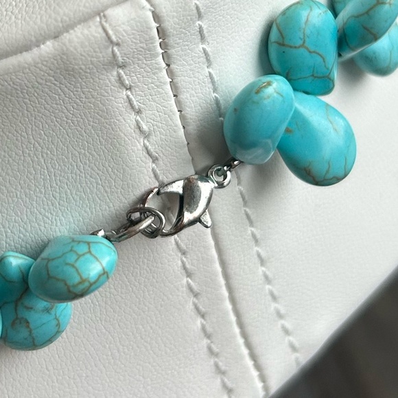 Turquoise Western Boho Teardrop Beaded Statement Necklace - Picture 5 of 9